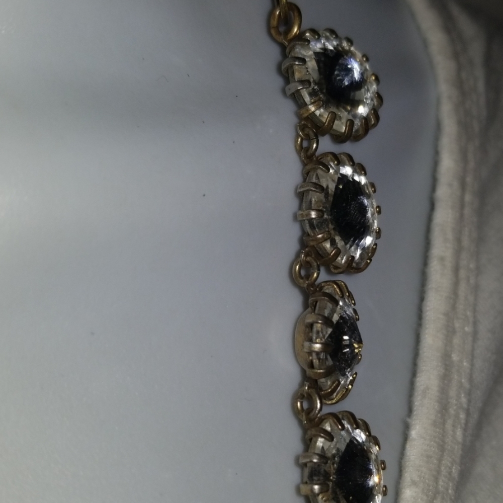 J Crew Signed Necklace Silver Tone Rhinestone - Picture 5 of 8